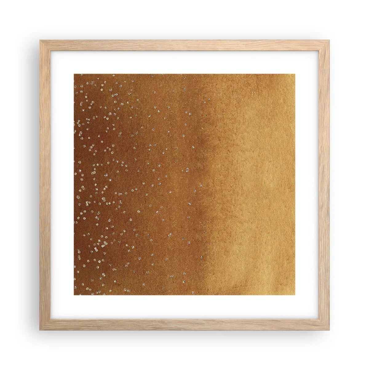 Plakat i ramme af lyst egetræ - Lysets fødsel - 40x40 cm