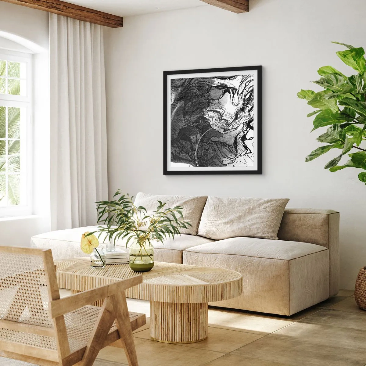 Plakat i sort ramme - Forviklet i drømme - 40x40 cm
