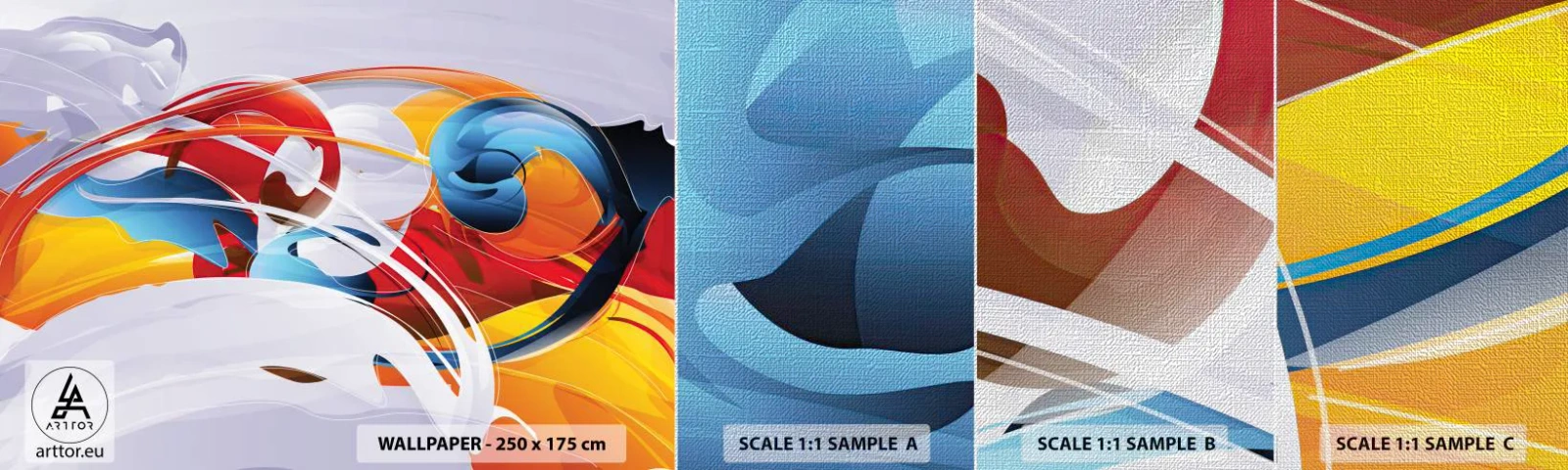 Prøve Fototapet Premium Canvas - Elementernes dans - Abstraktion, Stykke, Grafik - 100x30 cm