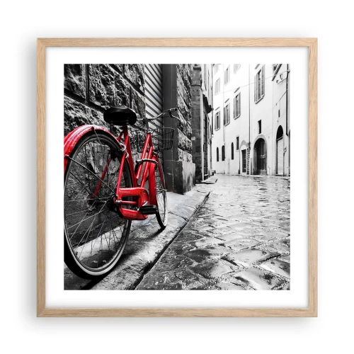 Plakat i ramme af lyst egetræ - Ægte skønhed ældes ikke - 50x50 cm