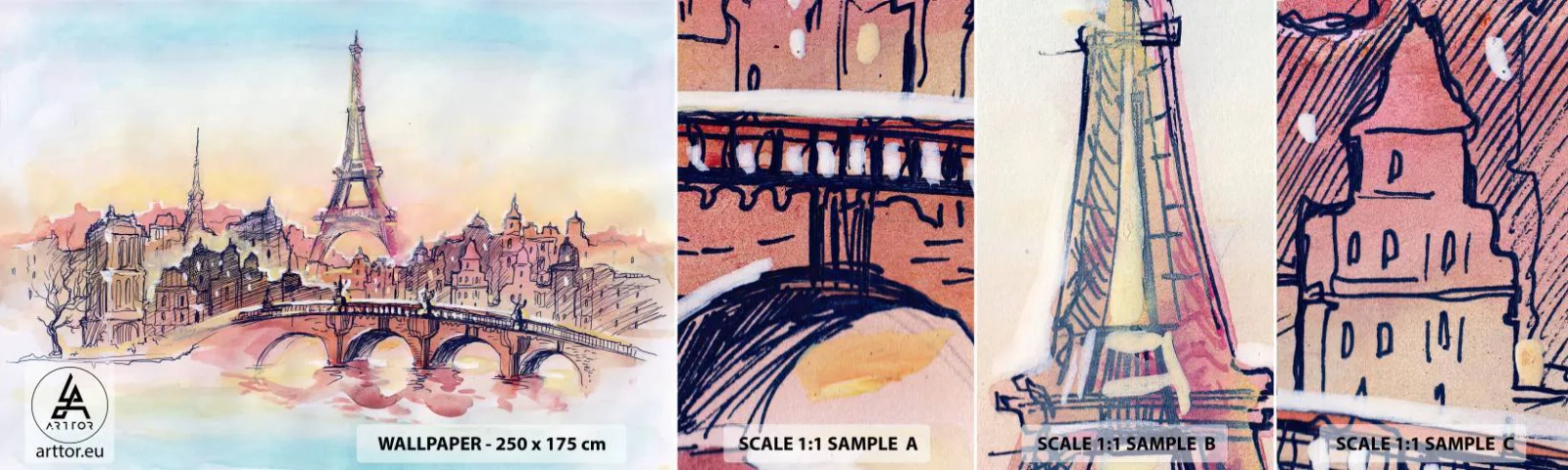 Fototapet Prøve Standard Eco - Den eneste by af sin art i verden - By, Eiffeltårnet, Paris - 100x30 cm