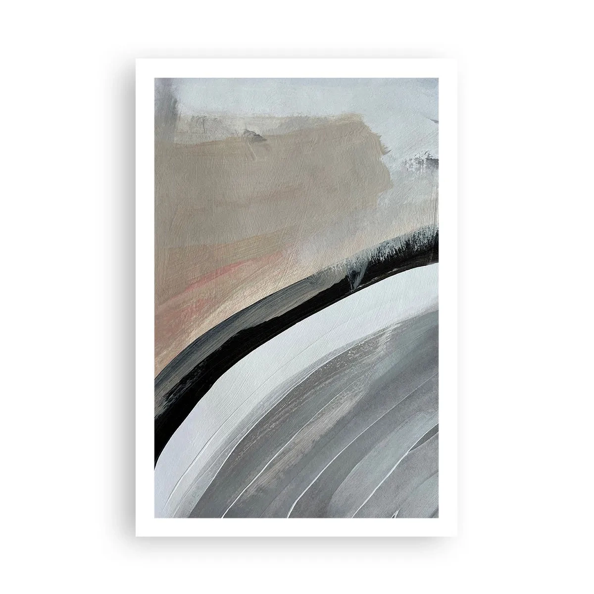 Plakat - Komposition: en bue af sort og gråt - 61x91 cm