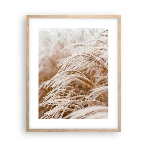 Plakat i ramme af lyst egetræ - Bøjer sig for efterårssolen - 40x50 cm