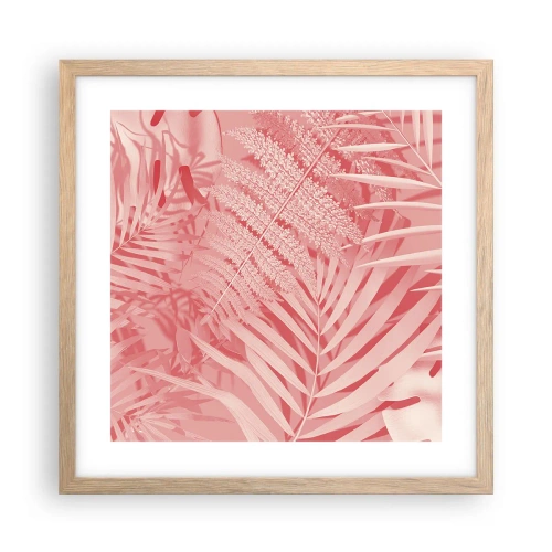 Plakat i ramme af lyst egetræ - Lyserødt koncept - 40x40 cm