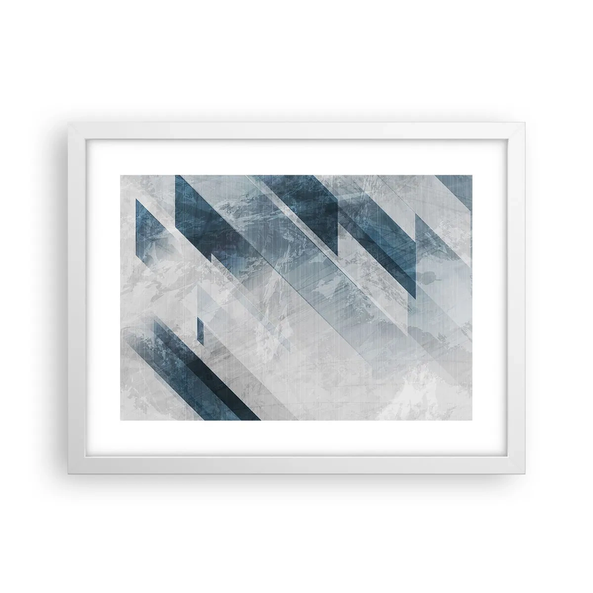 Plakat i hvid ramme - Rumlig komposition - bevægelse af gråtoner - 40x30 cm