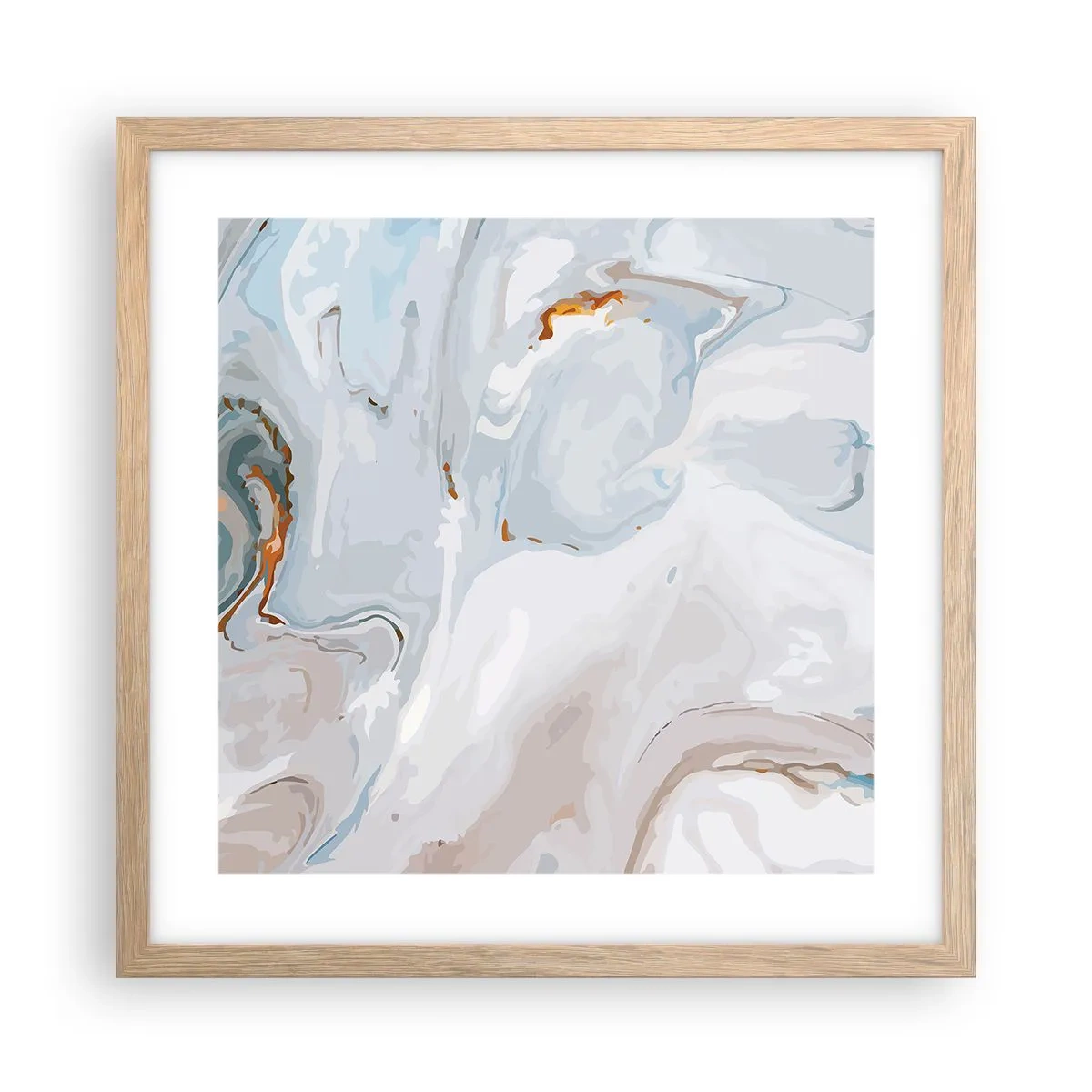 Plakat i ramme af lyst egetræ - Hvid opløftet - 40x40 cm