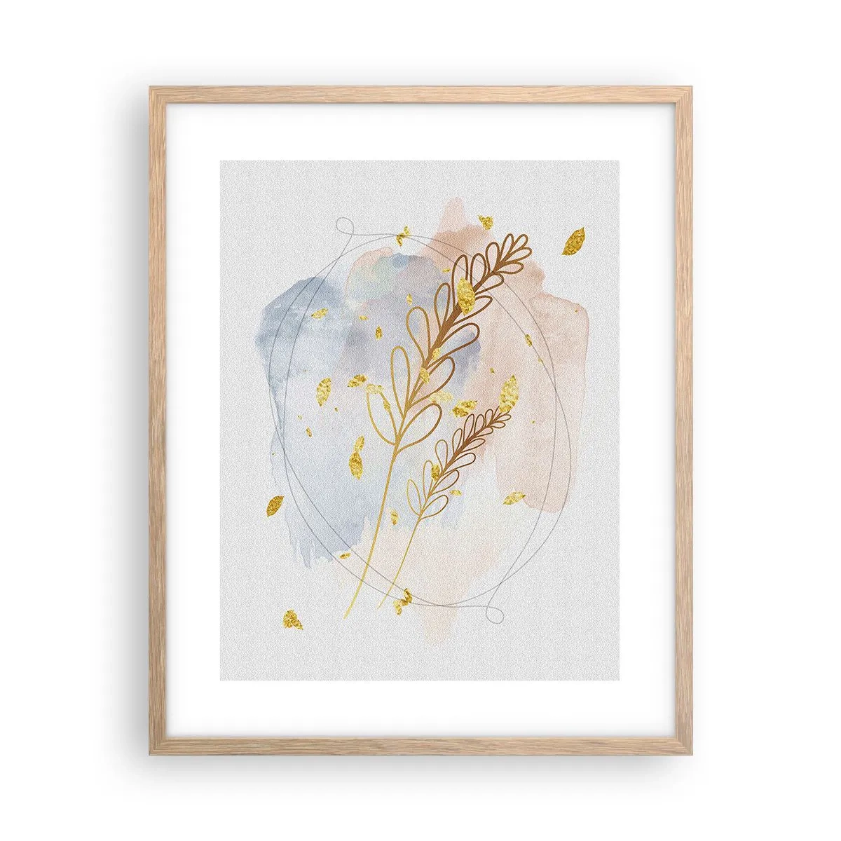 Plakat i ramme af lyst egetræ - En gylden eksplosion - 40x50 cm