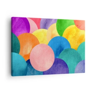Lærredstryk - Billede på lærred - Akvarelstil farverige cirkler - 70x50cm - Den oprindelige fylde af liv - Moderne vægdekoration til stue og soveværelse ARTTOR