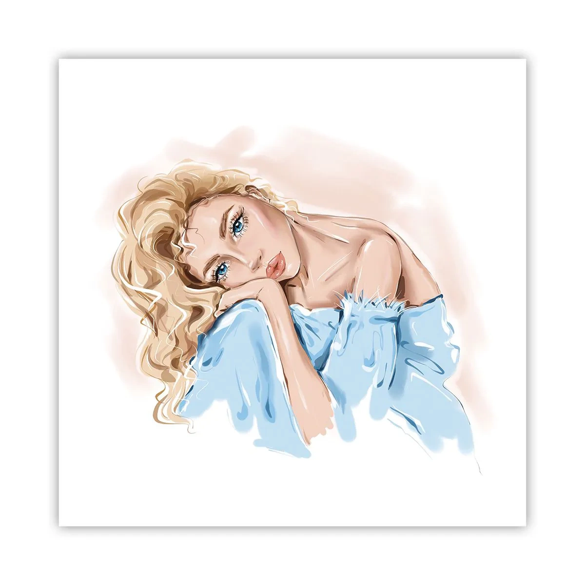 Plakat - Drømmende i blåt - 60x60 cm