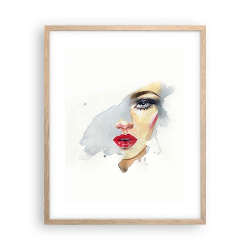 Plakat i ramme af lyst egetræ - Refleksion i en vanddråbe - 40x50 cm