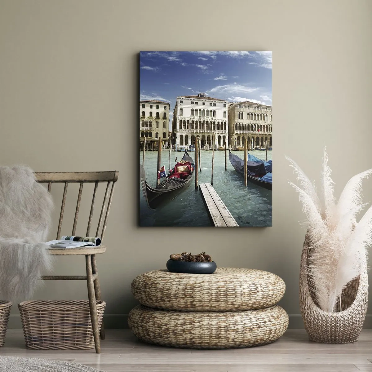 Lærredstryk - Billede på lærred - Paladser i blåt - 50x70 cm