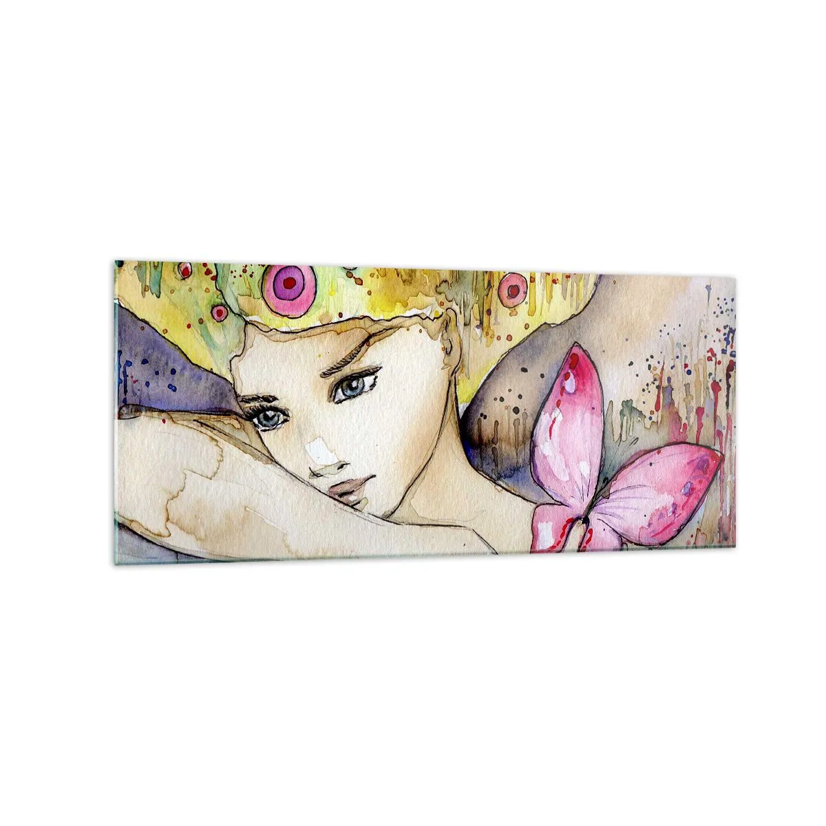 Billede på glas - Sommerfugleprinsesse - 120x50 cm