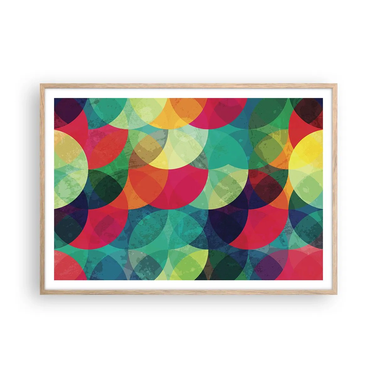 Plakat i ramme af lyst egetræ - Ind i regnbuens opstigning - 100x70 cm