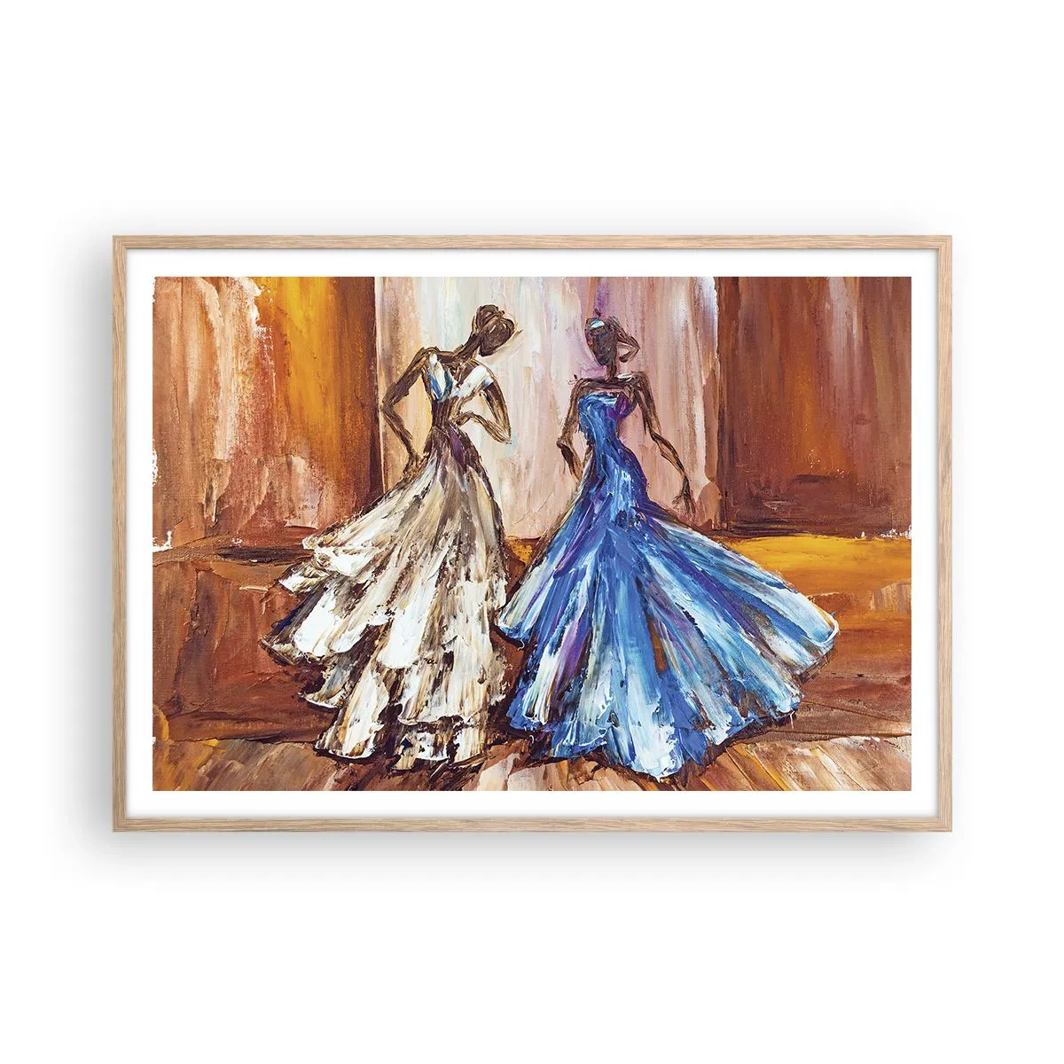 Plakat i ramme af lyst egetræ - Den taknemmelige duo - 100x70 cm