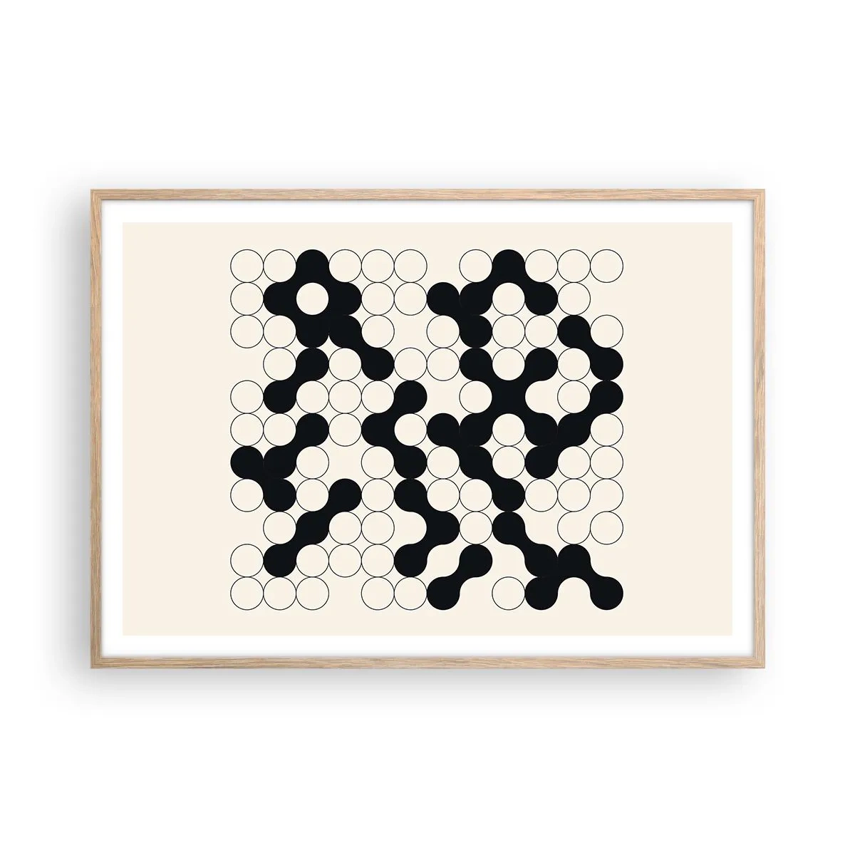 Plakat i ramme af lyst egetræ - Kinesisk spil - variation - 100x70 cm