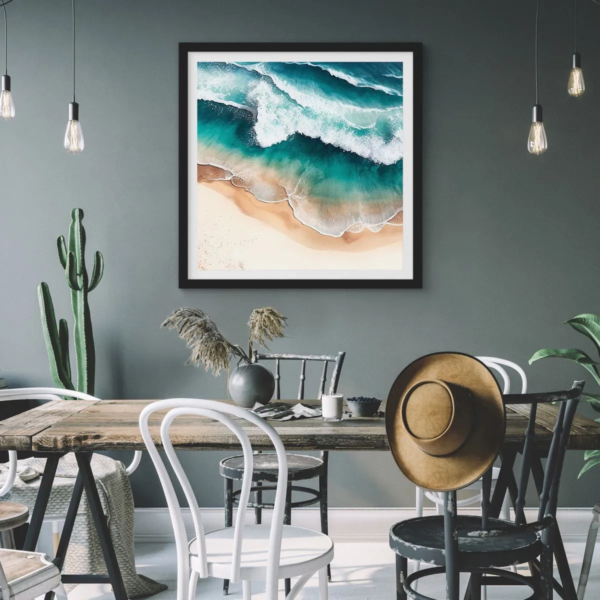 Plakat i sort ramme - Et evigt møde - 60x60 cm