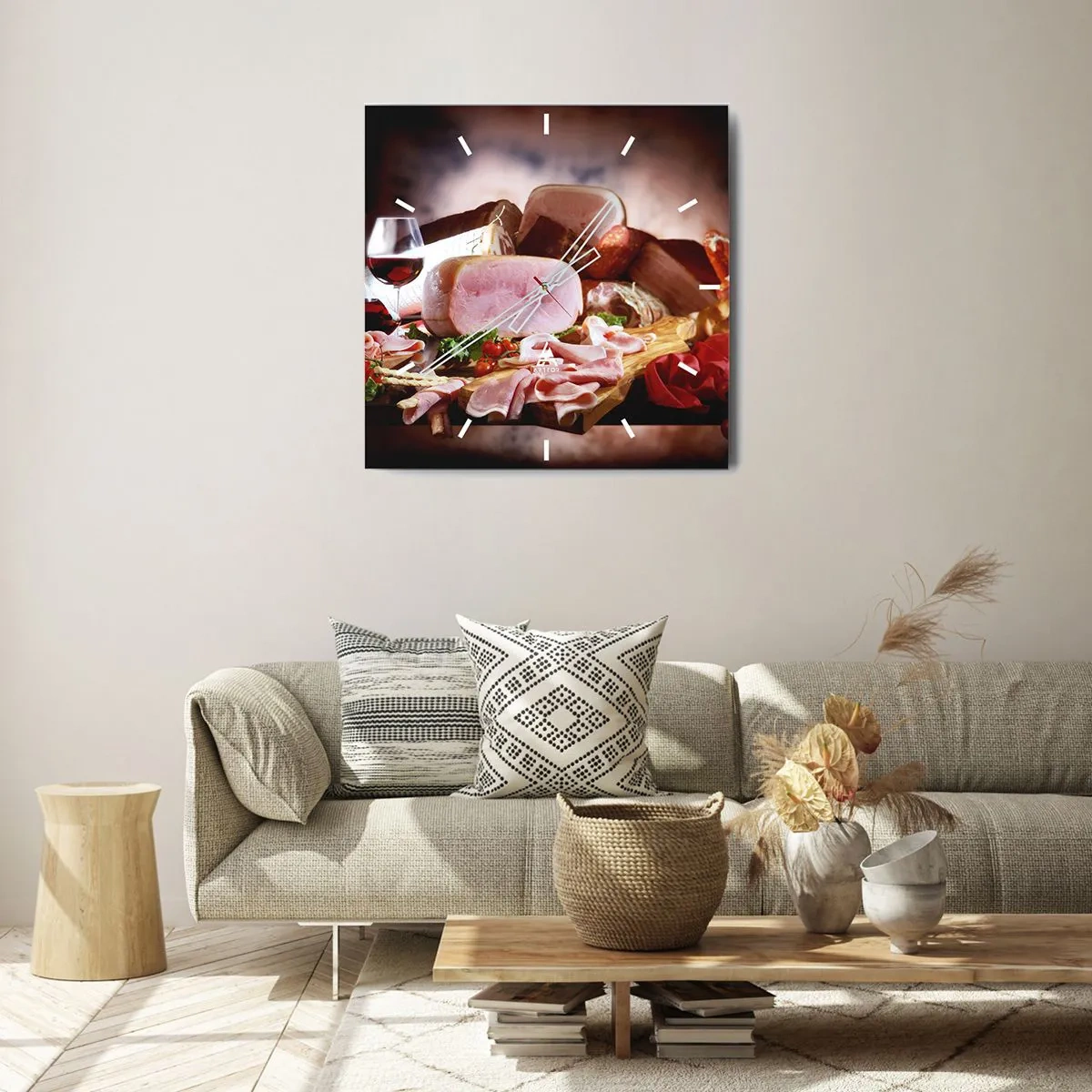 Vægur, Uret - En kulinarisk drøm med en karaffel - 40x40 cm