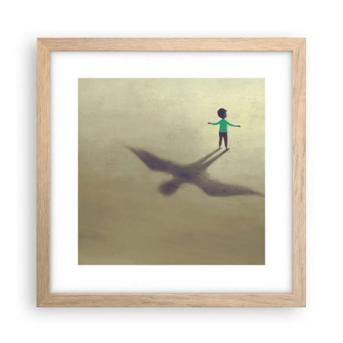 Plakat i ramme af lyst egetræ - Fremtidens helt - 30x30 cm