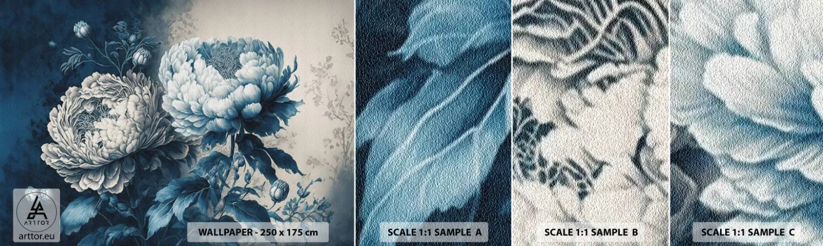 Fototapet Prøve Standard Eco - Et godt matchet par - Blomster, Klassisk, Rokoko - 100x30 cm