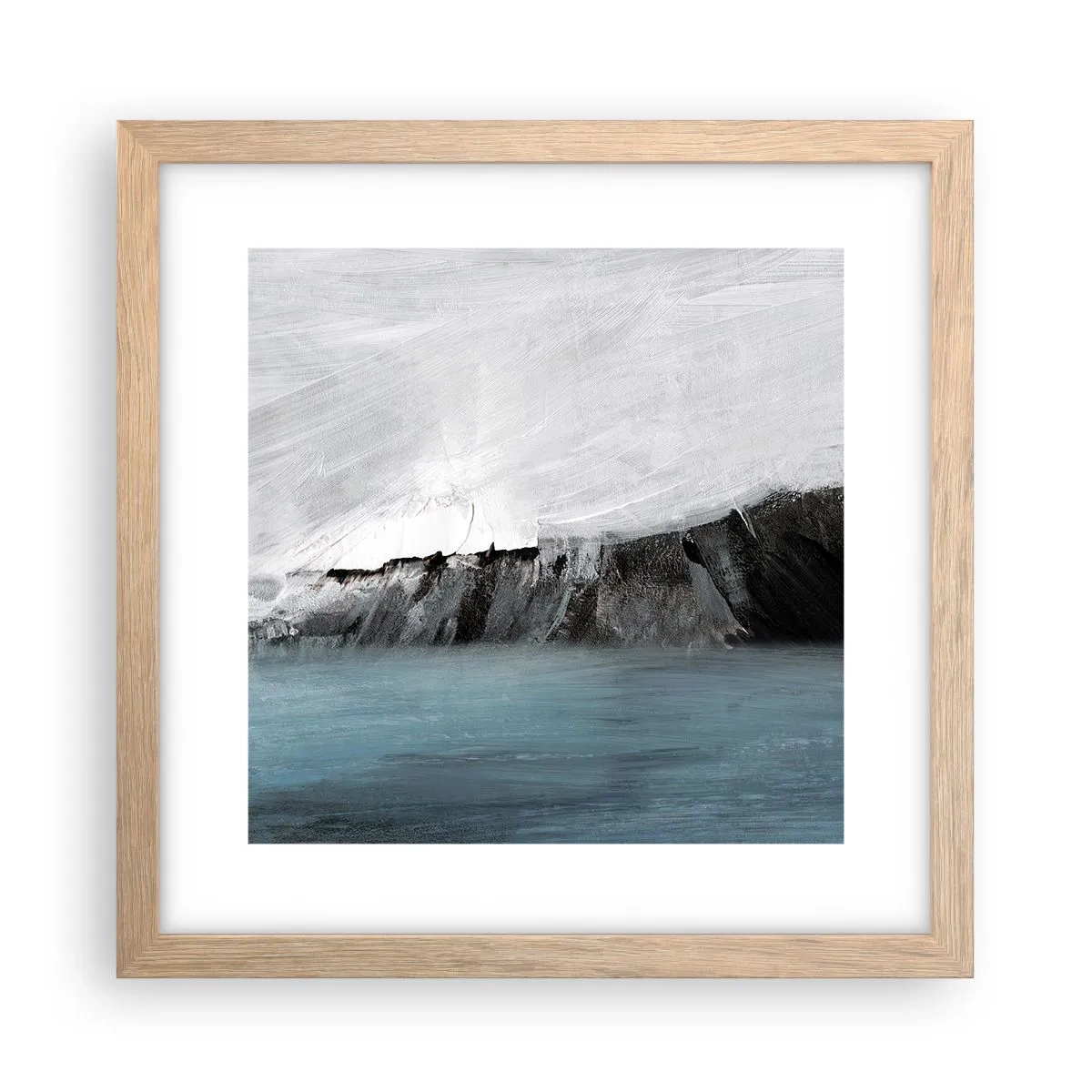 Plakat i ramme af lyst egetræ - Vand - jord: et sammenstød mellem elementerne - 30x30 cm
