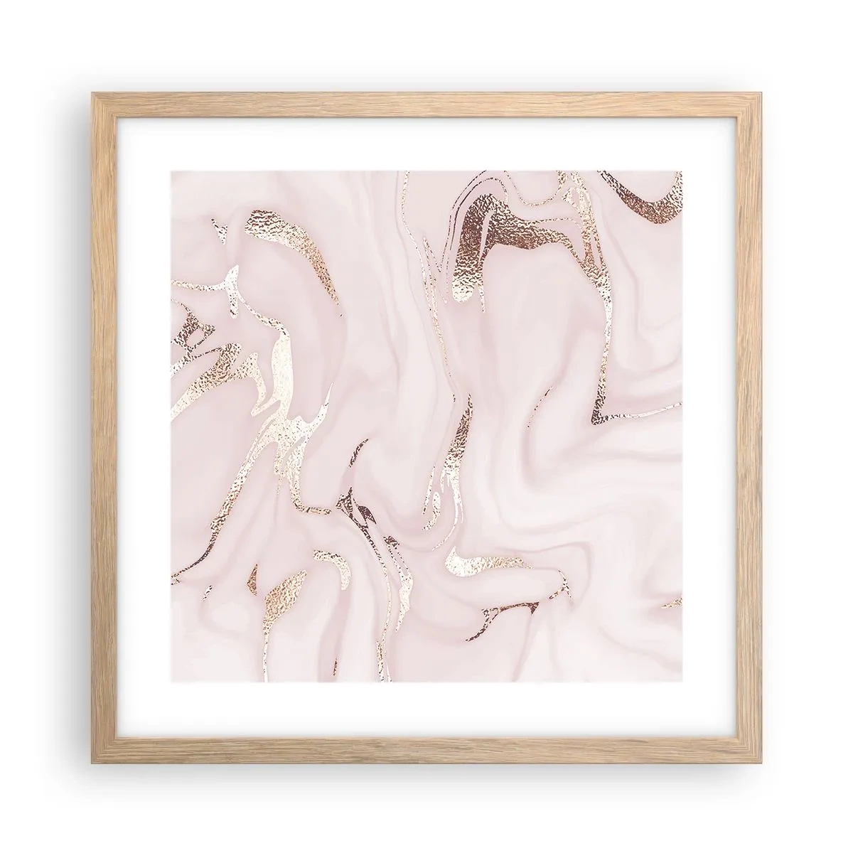 Plakat i ramme af lyst egetræ - I et lyserødt tørklæde - 40x40 cm