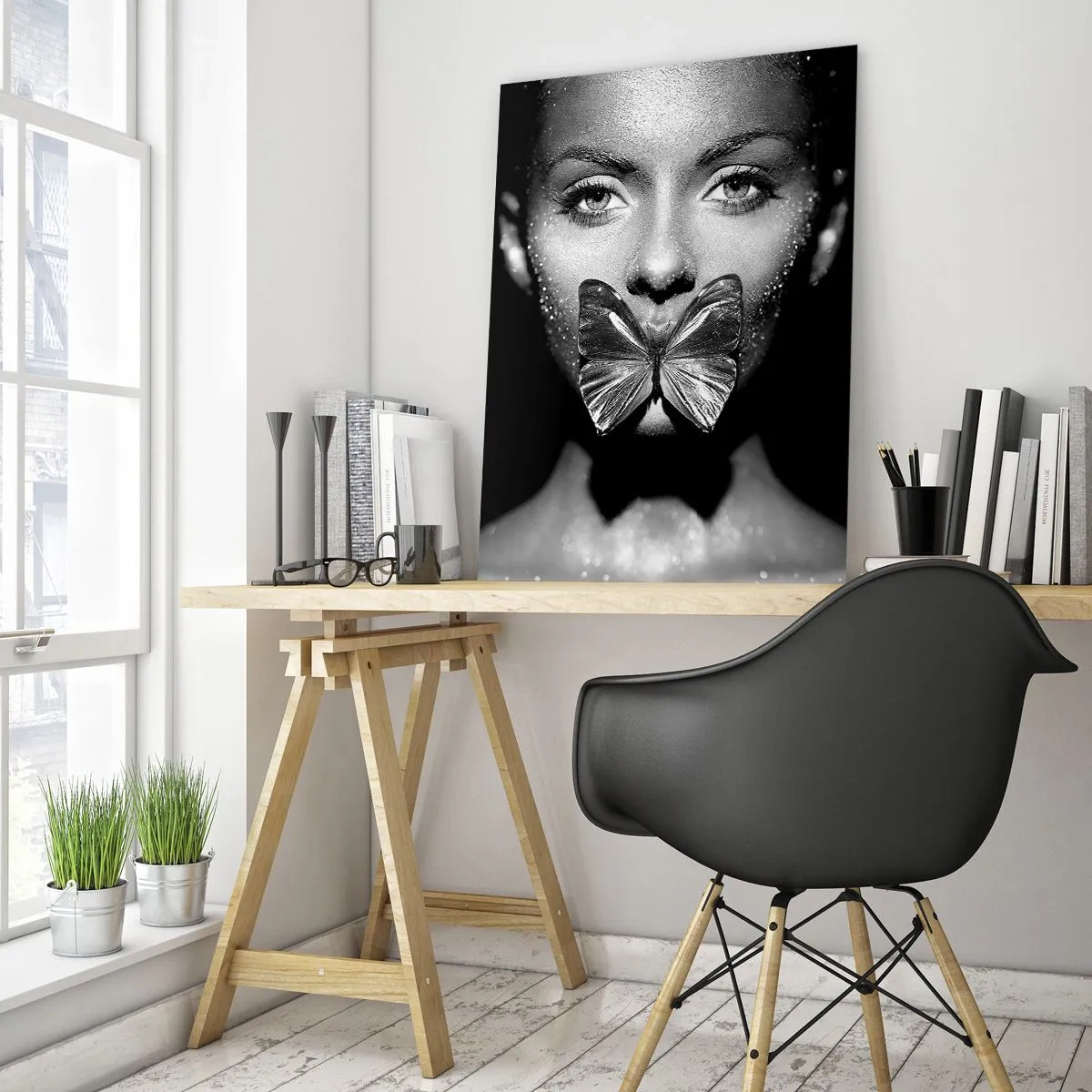 Billede på glas - Sommerfuglekys - 50x70 cm