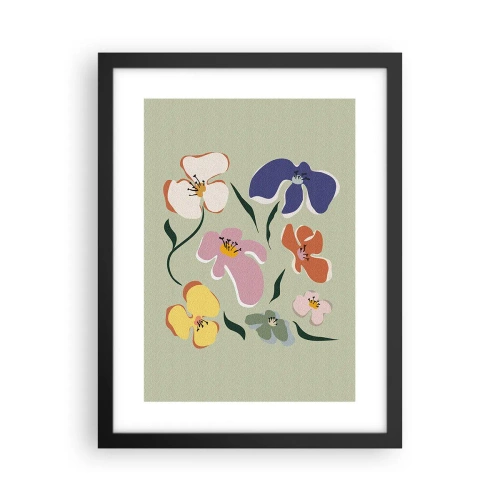 Plakat i sort ramme - Stedmoderblomster med et twist - 30x40 cm