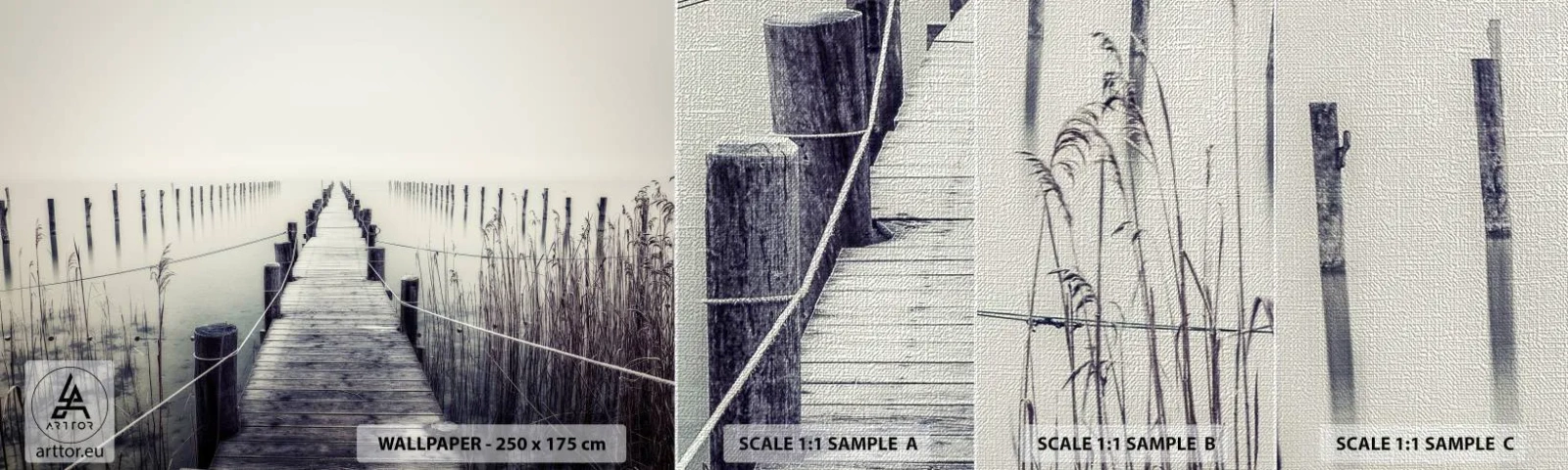 Prøve Fototapet Premium Canvas - Fordyb dig i fred - Bro, Sø, Stilhed - 100x30 cm