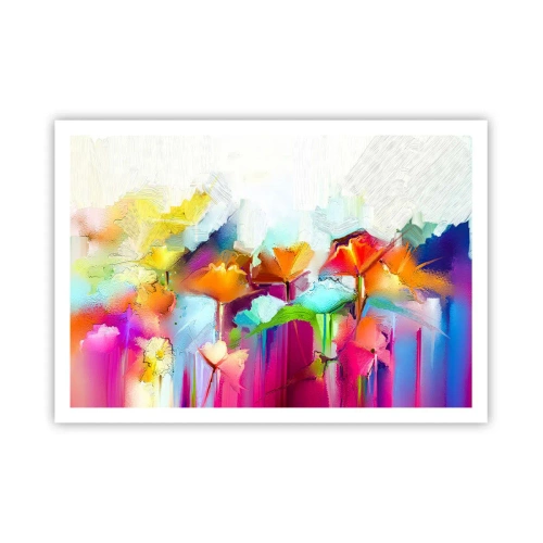 Plakat - Regnbuen i blomstring - 100x70 cm