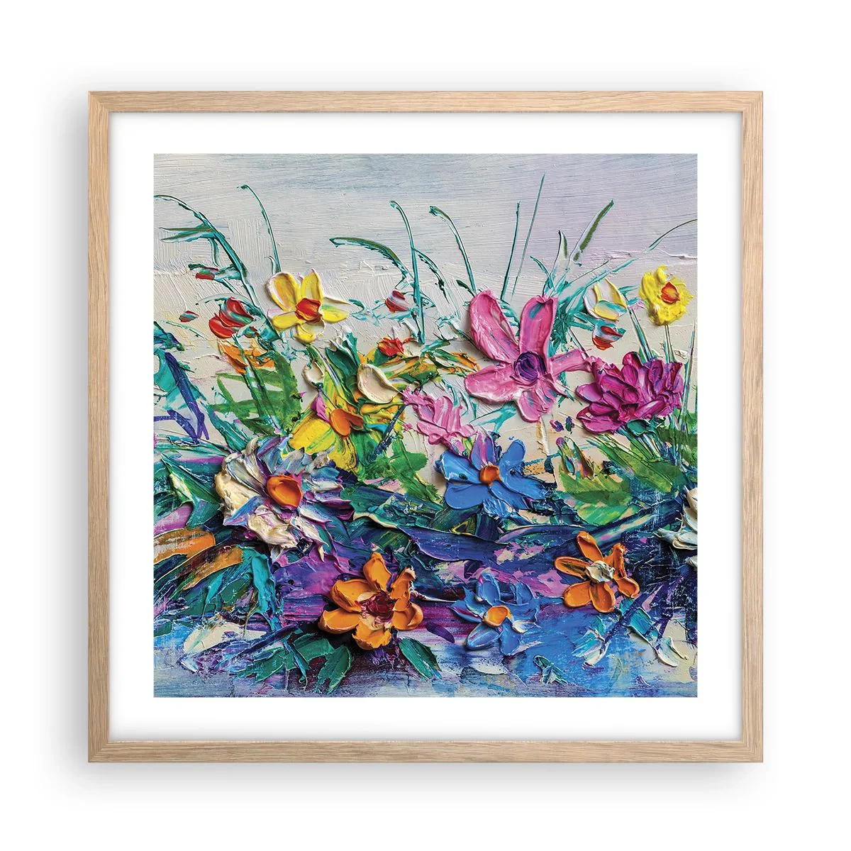 Plakat i ramme af lyst egetræ - Overhovedet ikke et stilleben - 50x50 cm