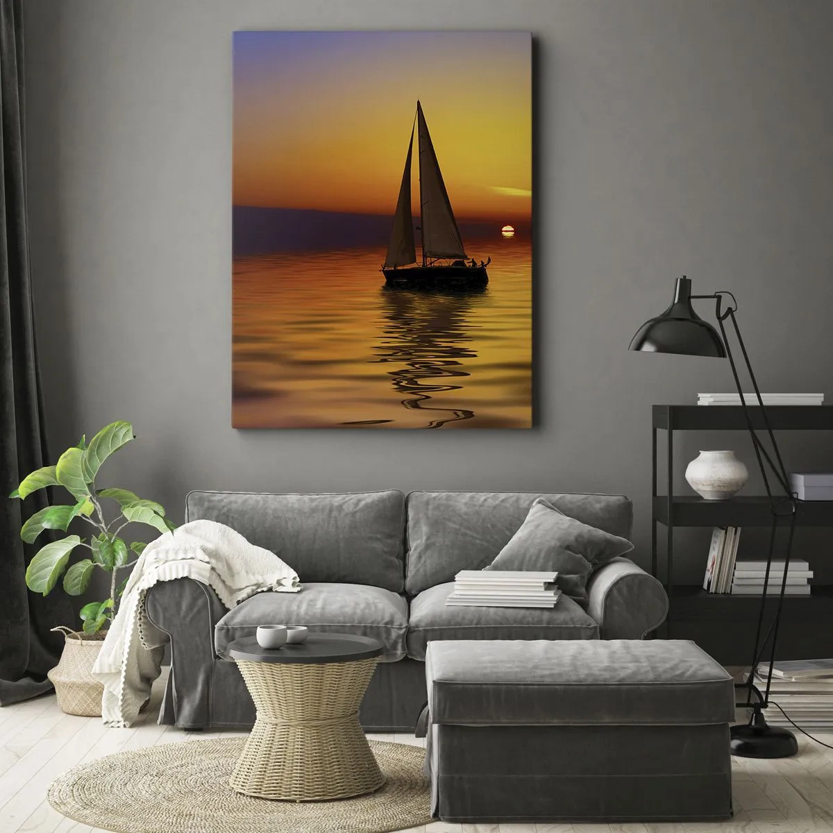 Lærredstryk - Billede på lærred - Hvor er det stille her ved skumringen.... - 50x70 cm