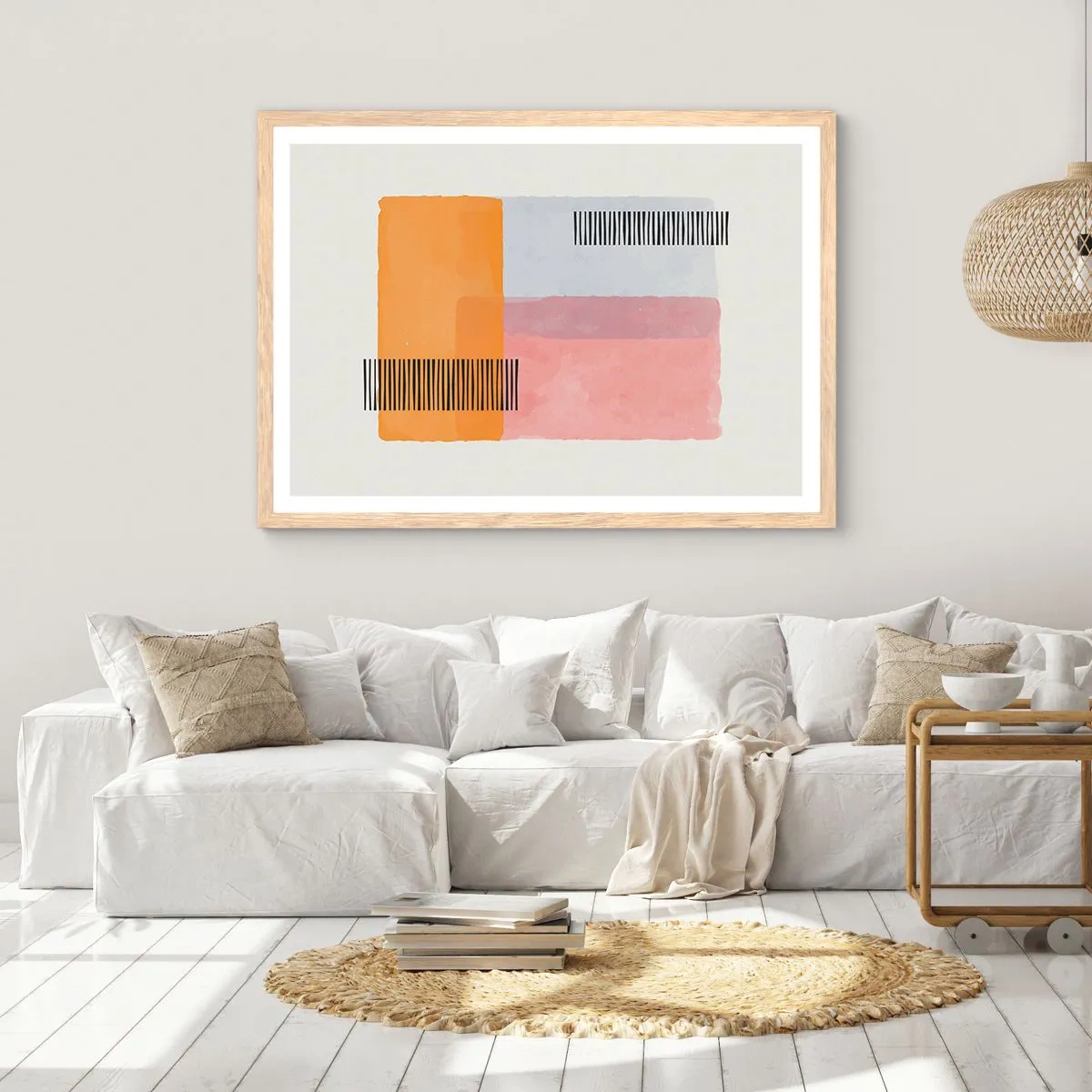 Plakat i ramme af lyst egetræ - Fra hjørne til hjørne - 100x70 cm