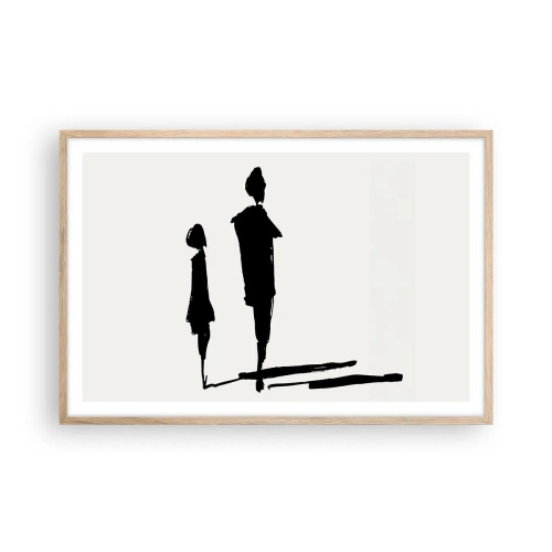 Plakat i ramme af lyst egetræ - Sikkert sammen? - 91x61 cm