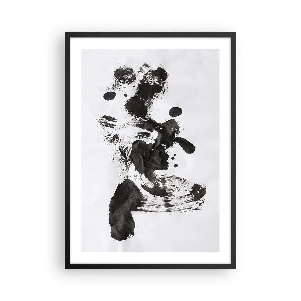 Plakat i sort ramme - Sort-hvid abstraktion i ekspressionistisk stil - 50x70cm - En metode i galskaben? - Moderne vægdekoration til stue og soveværelse ARTTOR