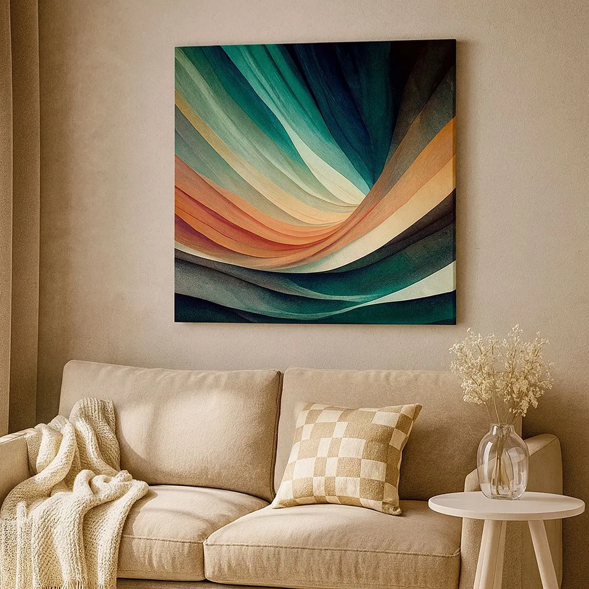 Lærredstryk - Billede på lærred - Vævet af farver - 30x30 cm