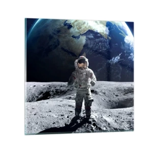 Billede på glas - Hilsner fra månen - 60x60 cm