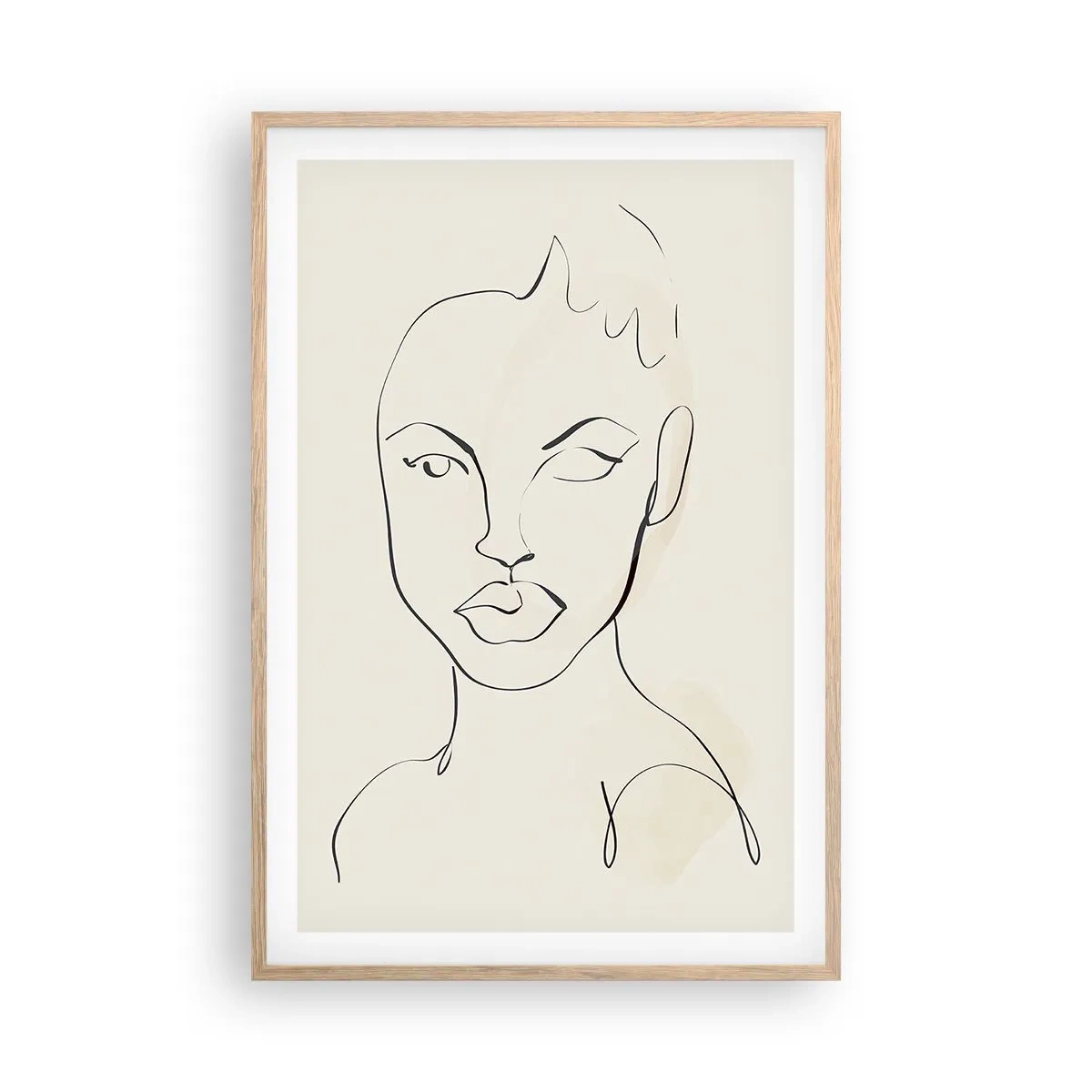 Plakat i ramme af lyst egetræ - Omrids af sensualitet - 61x91 cm