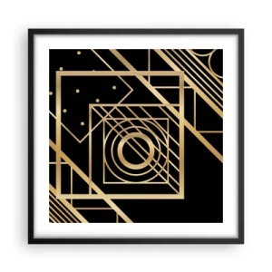 Plakat i sort ramme - Gylden geometri - 50x50 cm