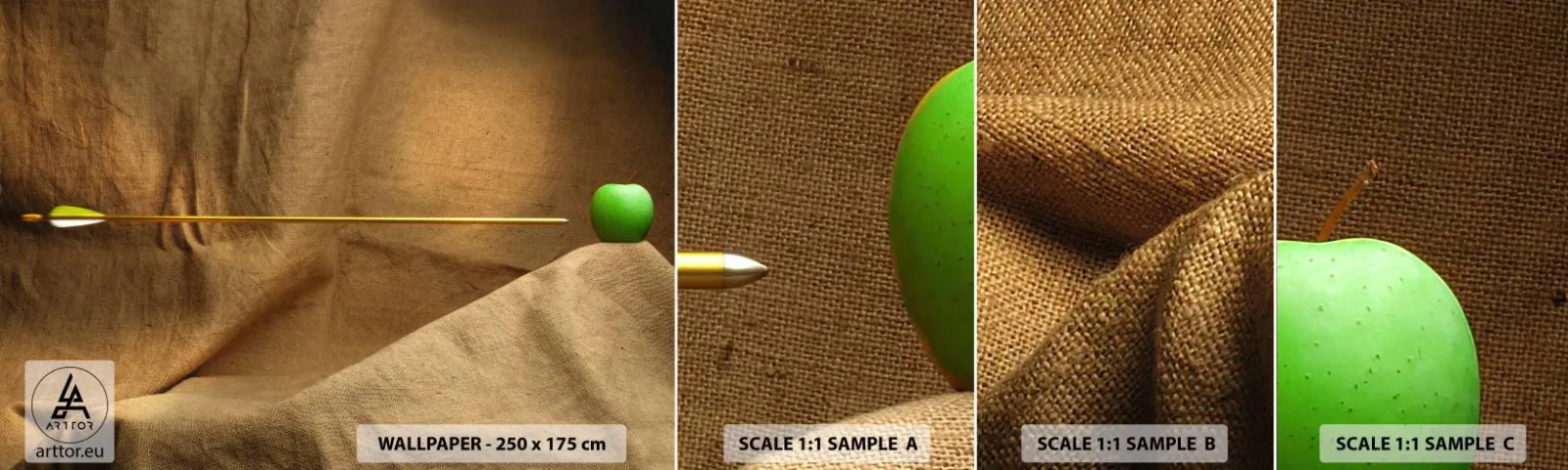 Prøve Fototapet Selvklæbende Deluxe Sticker - Påkald William Tell's ånd - Grafik, Abstraktion, Bueskydning pil - 100x30 cm