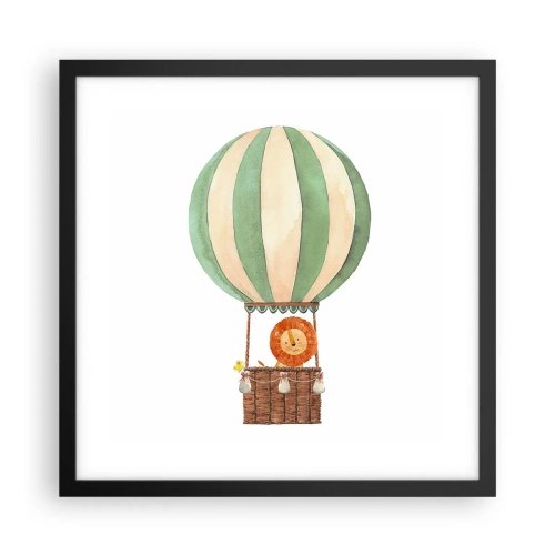 Plakat i sort ramme - Leons rejser - 40x40 cm
