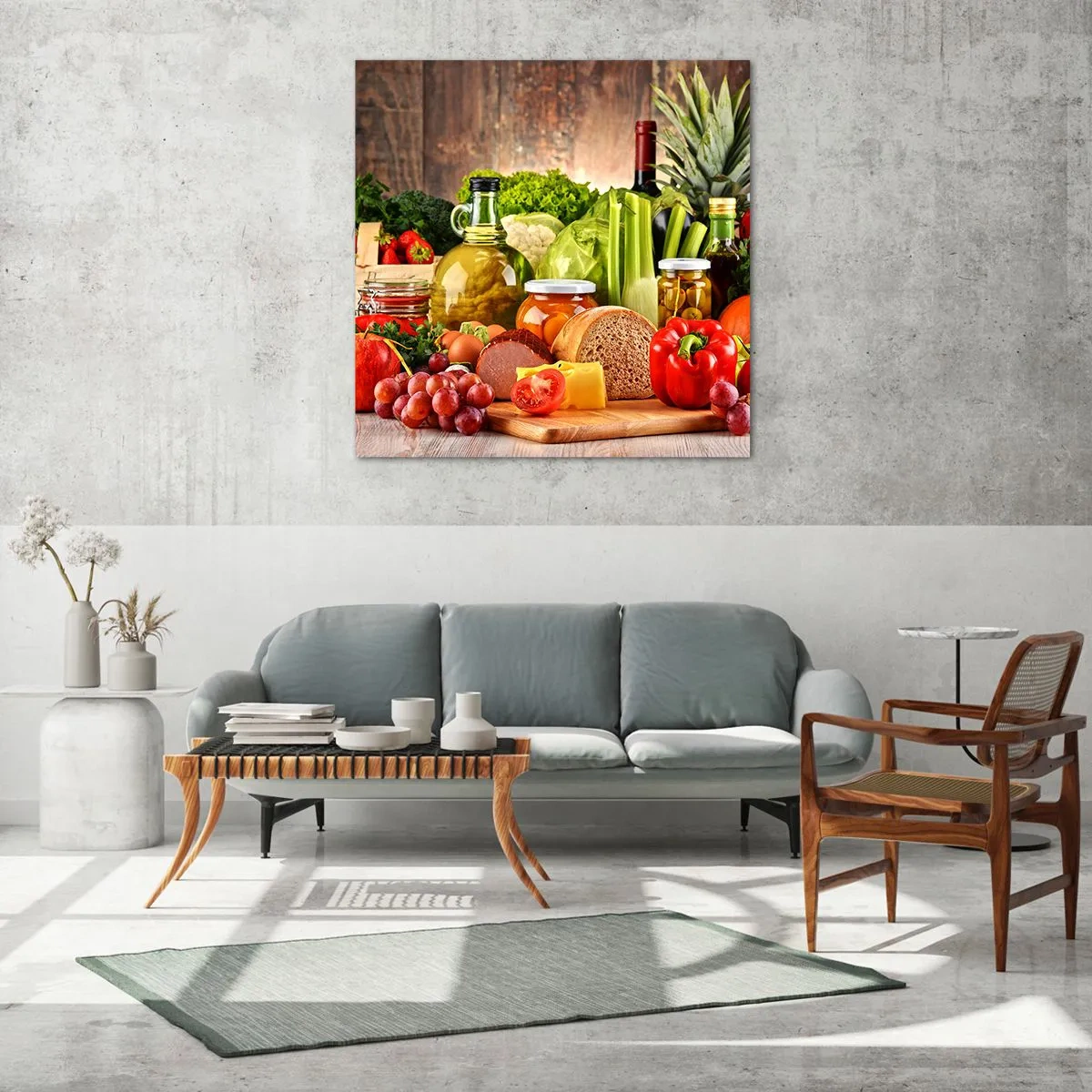 Billede på glas - Røget, ristet, marineret - 70x70 cm