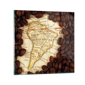 Billede på glas - Hvor kommer den bedste kaffe fra? - 30x30 cm