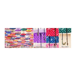 Fototapet Prøve Standard Eco - Engen i byen - By, Farverige paraplyer, Stykke - 100x30 cm