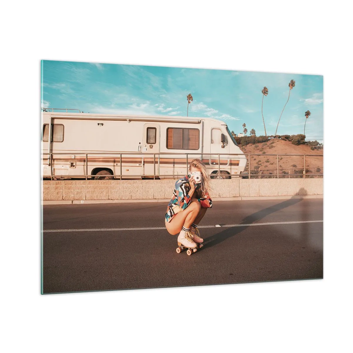 Billede på glas - Smil, tak! - 100x70 cm