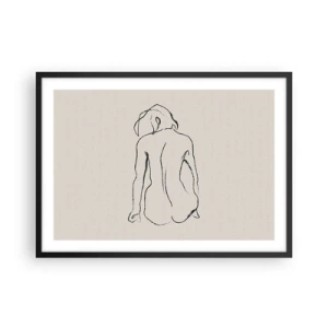 Plakat i sort ramme - Nøgen pige - 70x50 cm