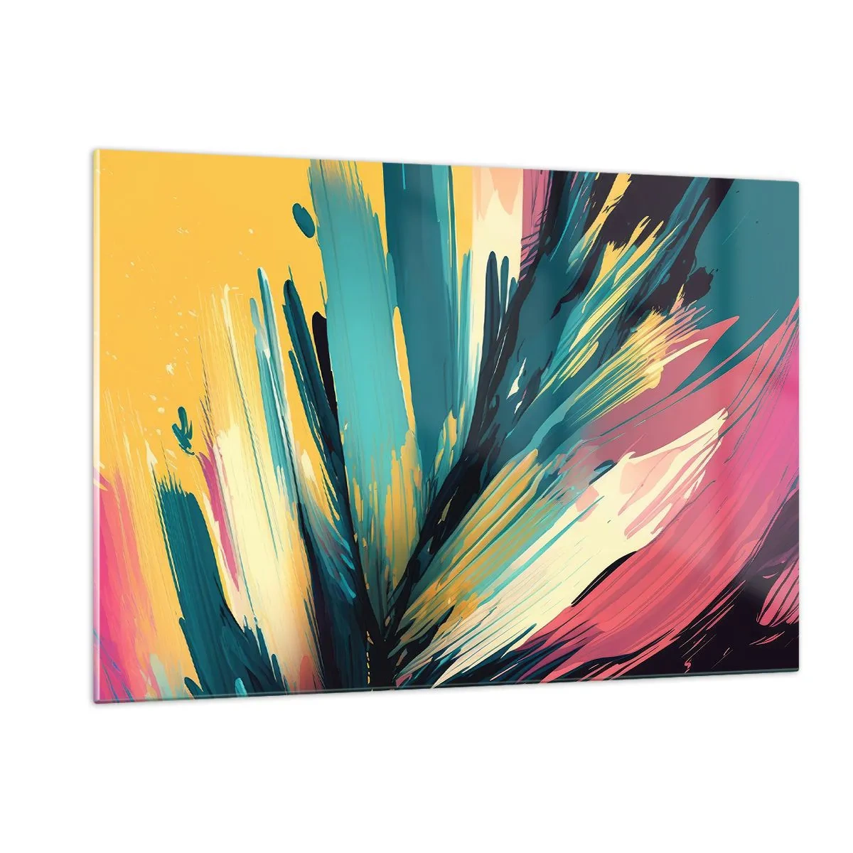 Billede på glas - Komposition - en eksplosion af glæde - 120x80 cm