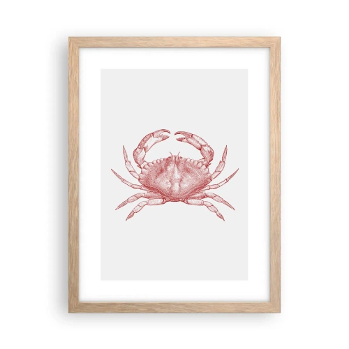 Plakat i ramme af lyst egetræ - Krabbe over krabber - 30x40 cm