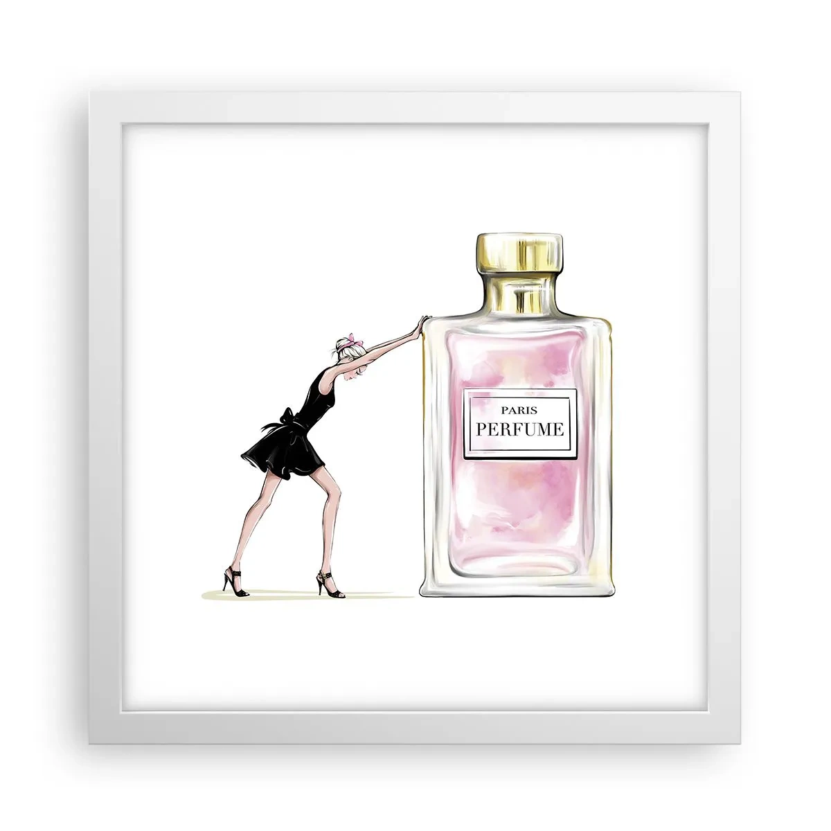 Plakat i hvid ramme - Essensen af kvindelighed - 30x30 cm