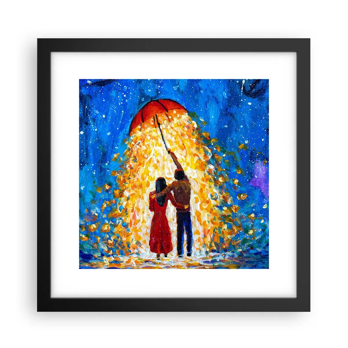 Plakat i sort ramme - Magien ved en regnfuld aften? - 30x30 cm