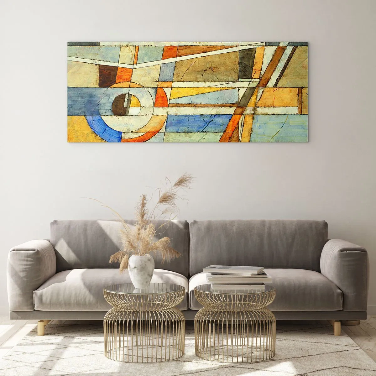 Billede på glas - Kubisme på en byggeplads - 90x30 cm